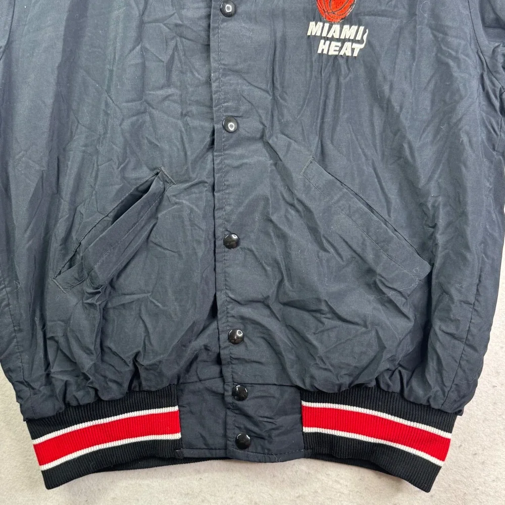 Vintage Miami Heat Varsity Jacket Mens M NBA DeLong Made in USA Snap Button